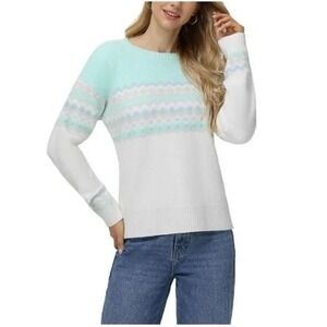 525 America Women's sweater L Aqua Deco Design Sweater